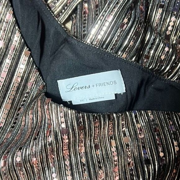 Lovers + Friends Jones Jumpsuit Metallic Bronze Rose Gold Cold Shoulder Glam XXS - Picture 7 of 7